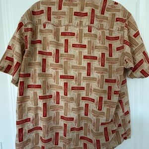 Vintage Woolrich Khaki All Over Kayaks Men's XL Camp Hawaiian Shirt Lg Hong Kong